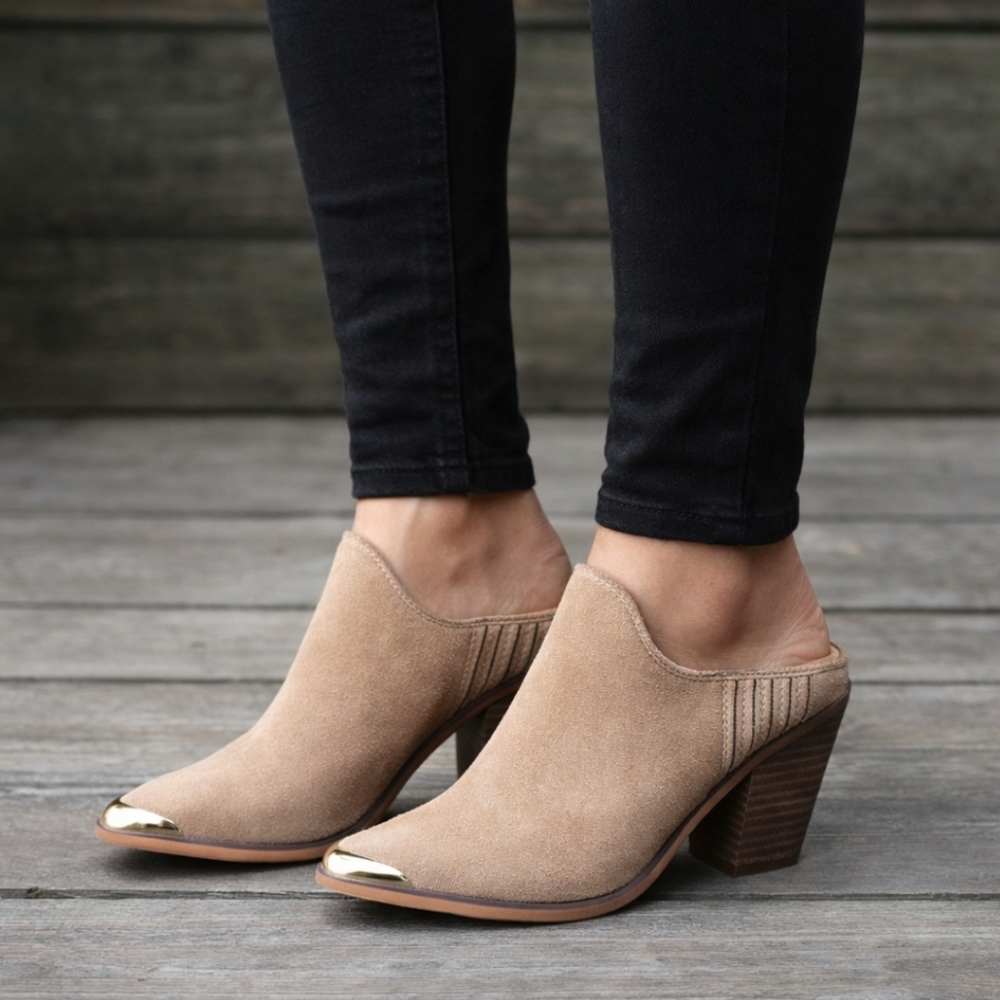 C Comfort NEW Modern Western Minimalist Pointed Heel Mule Bootie 8W - Picture 13 of 13